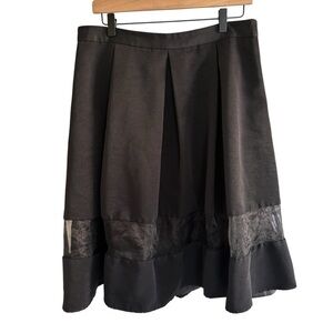Express Elegant Black Pleated A-Line Midi Skirt Size 12 Cocktail Party Dressy